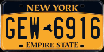 NY license plate GEW6916