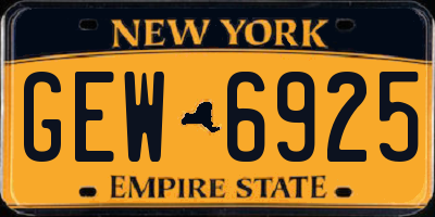 NY license plate GEW6925