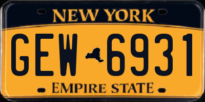 NY license plate GEW6931
