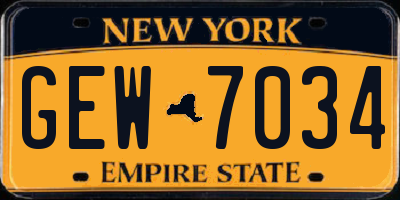 NY license plate GEW7034