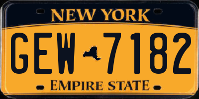 NY license plate GEW7182