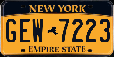 NY license plate GEW7223