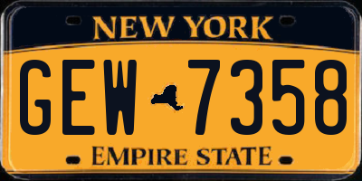 NY license plate GEW7358