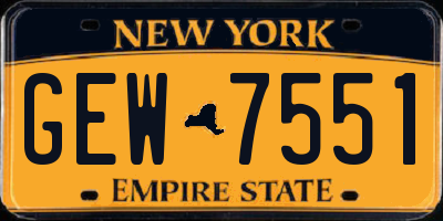 NY license plate GEW7551
