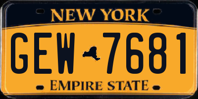 NY license plate GEW7681