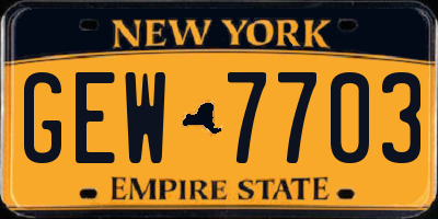 NY license plate GEW7703