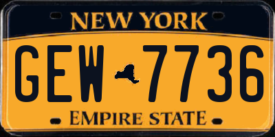 NY license plate GEW7736