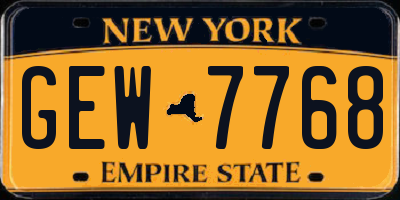 NY license plate GEW7768