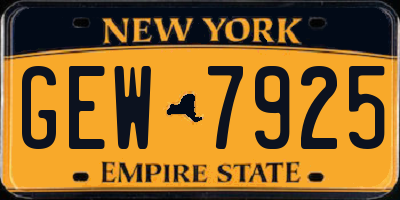 NY license plate GEW7925