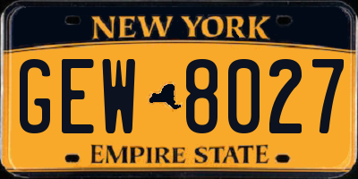 NY license plate GEW8027