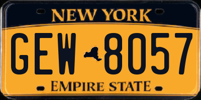 NY license plate GEW8057