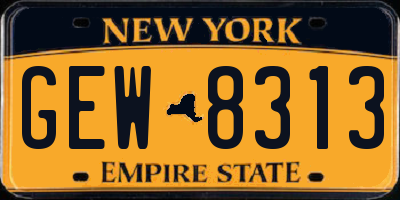 NY license plate GEW8313