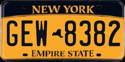 NY license plate GEW8382
