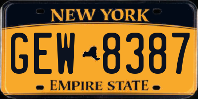 NY license plate GEW8387