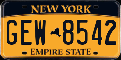 NY license plate GEW8542