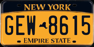 NY license plate GEW8615