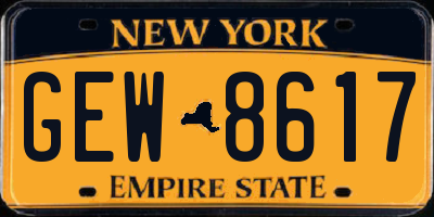 NY license plate GEW8617