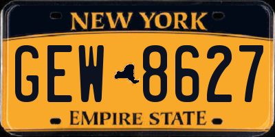 NY license plate GEW8627