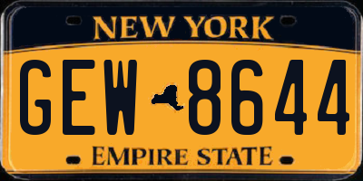 NY license plate GEW8644