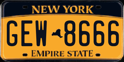 NY license plate GEW8666
