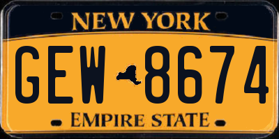 NY license plate GEW8674