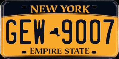 NY license plate GEW9007