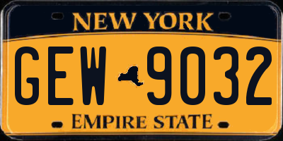 NY license plate GEW9032