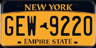 NY license plate GEW9220
