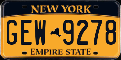 NY license plate GEW9278