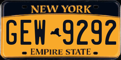 NY license plate GEW9292