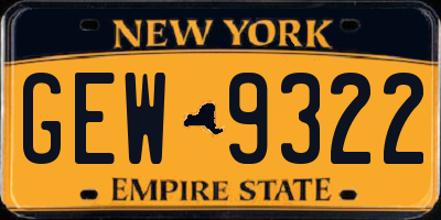 NY license plate GEW9322