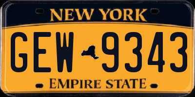 NY license plate GEW9343