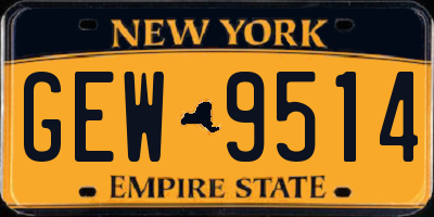 NY license plate GEW9514
