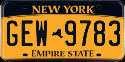 NY license plate GEW9783