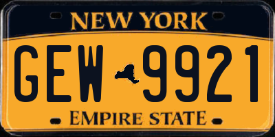 NY license plate GEW9921