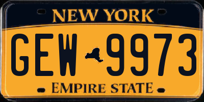 NY license plate GEW9973