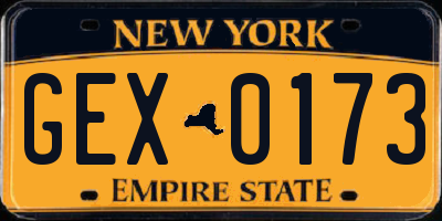 NY license plate GEX0173
