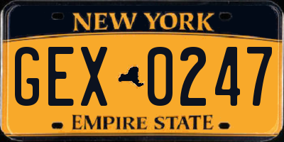 NY license plate GEX0247
