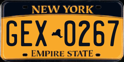 NY license plate GEX0267