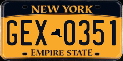 NY license plate GEX0351