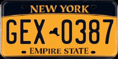 NY license plate GEX0387