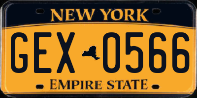 NY license plate GEX0566