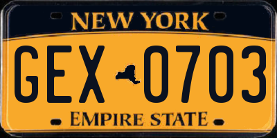 NY license plate GEX0703