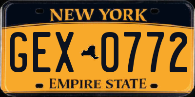 NY license plate GEX0772