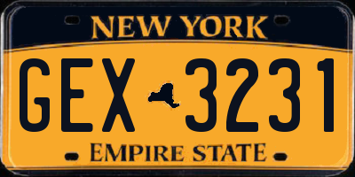 NY license plate GEX3231