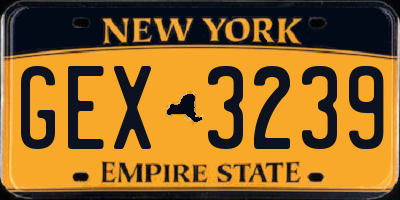 NY license plate GEX3239