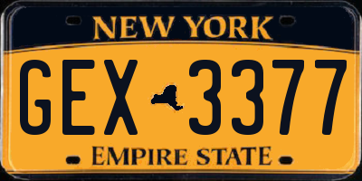 NY license plate GEX3377