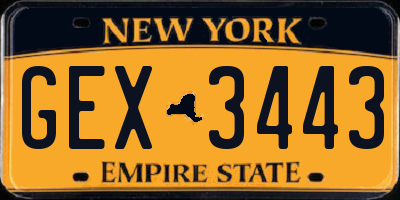 NY license plate GEX3443