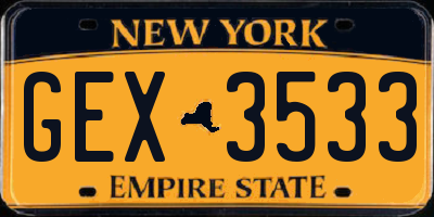 NY license plate GEX3533