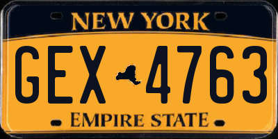 NY license plate GEX4763